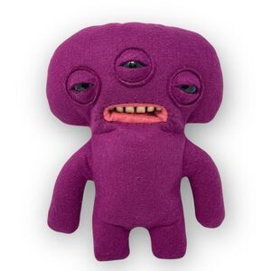 Fuggler Annoyed Alien Plush Purple Monster 3 Eyed Felt Festival Rave Goth Toy 8”